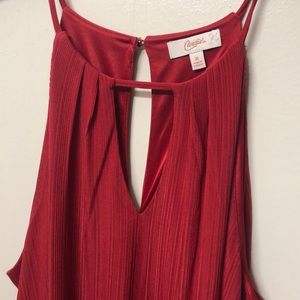 Red Pleated Halter Dress